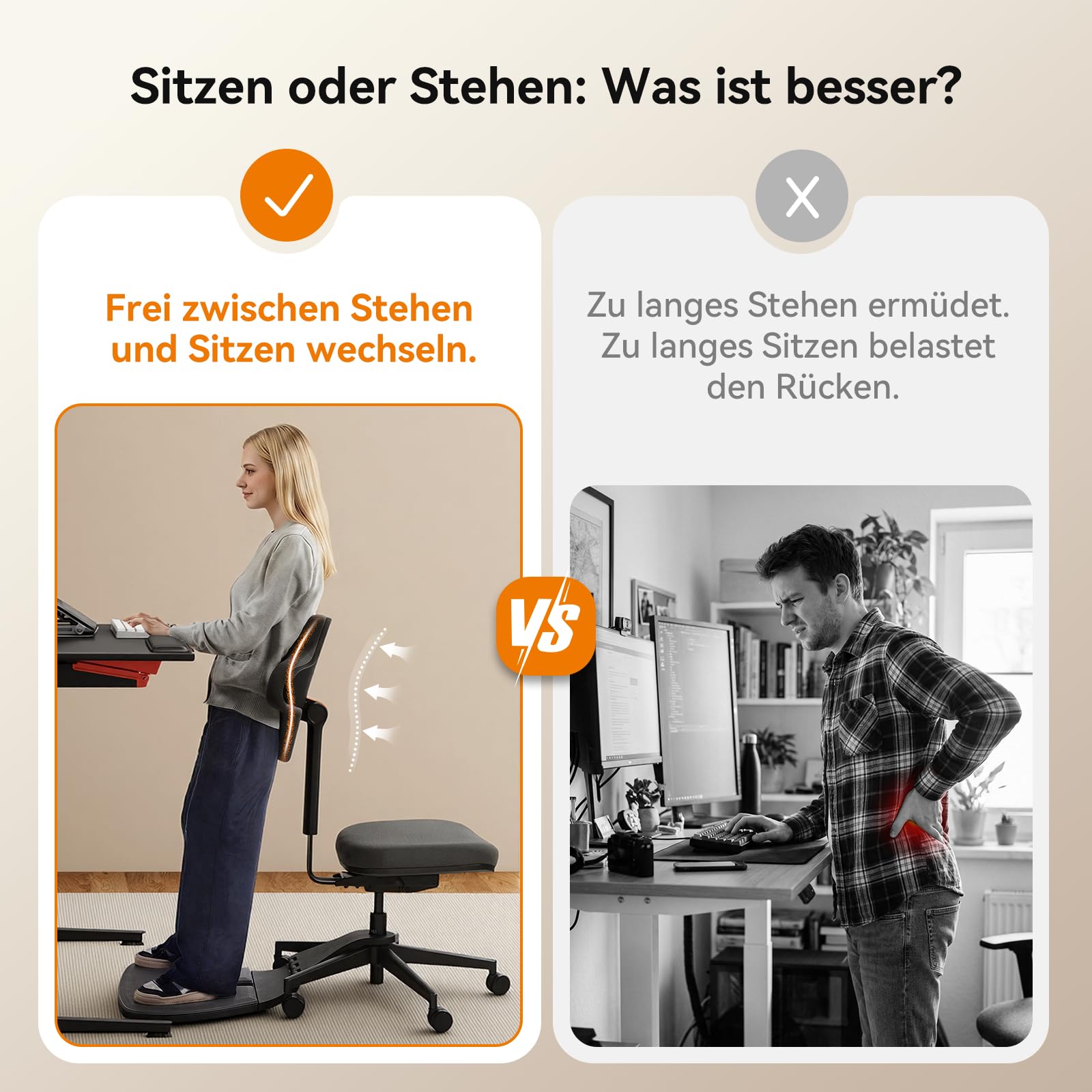 Newtral Stehpult-Stuhl, Standing Mate-Sitz für Sitz-Steh-Wechsel, ergonomischer Anlehn-Hocker mit Anti-Ermüdungsmatte, Stehpult-Hocker, Pferdesattel-Stuhl, höhenverstellbarer Homeoffice-Haltungssitz
