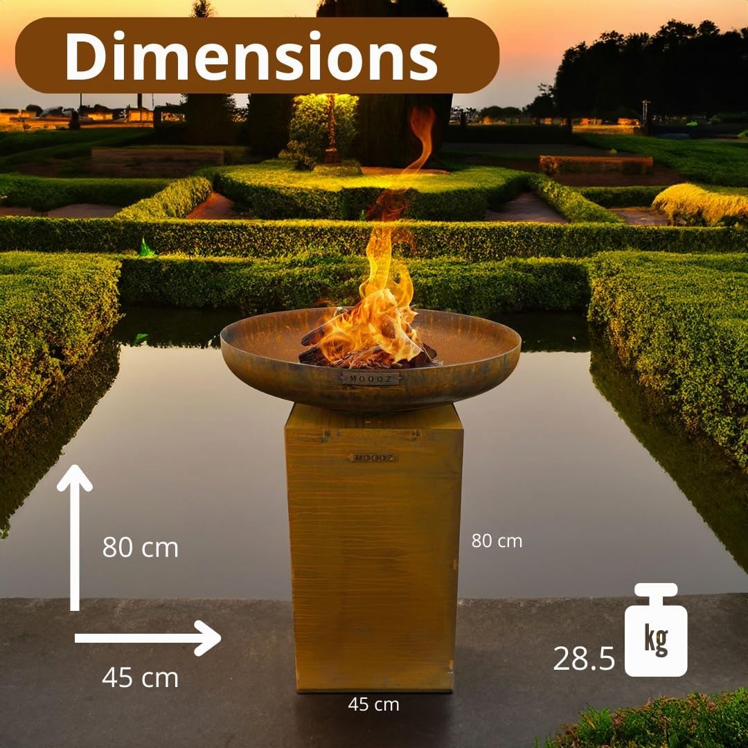 Piédestal Acier Corten - Piédestal pour Braseri jusqu'à 100 cm - Facile à monter - 45 x 45 x 80 cm