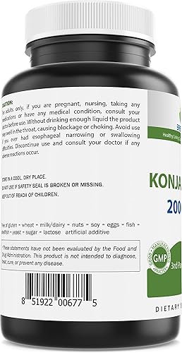 Miniatura 3 de Brieofood Konjac Root Glucomanano 2000 mg por porción - 180 Cápsulas Vegetarianas