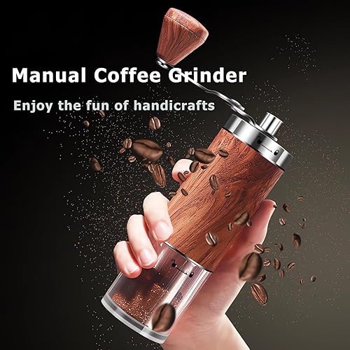 Miniatura 2 de Molinillo de café manual, Molinillo de grano de café de cuerpo de acero inoxidable, Molino cónico de cerámica ajustable,Molinos de café portátiles