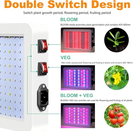 2000W High Power LED Grow Light, Waterproof Chip Phyto Growth Lamp, Full Spectrum Plant Lighting Double Switch for Indoor Plant Veg And Flower,2000W/312LED