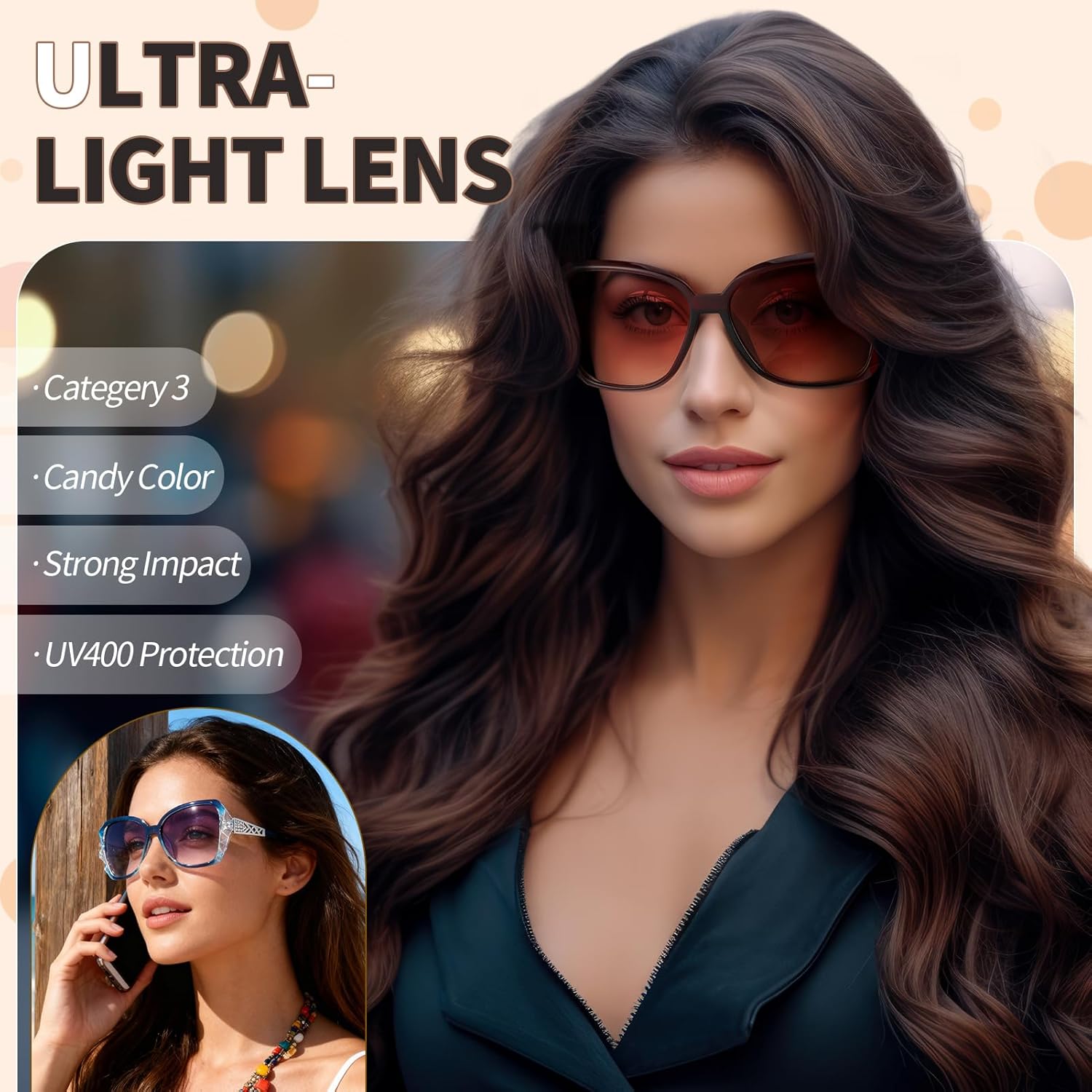 DragonflyDreams 4 Pcs Women Large Sunglasses, UV 400 Glasses Oversized Classic Trend Ladies Sunglasses Sparkling Large Frame - Image 4