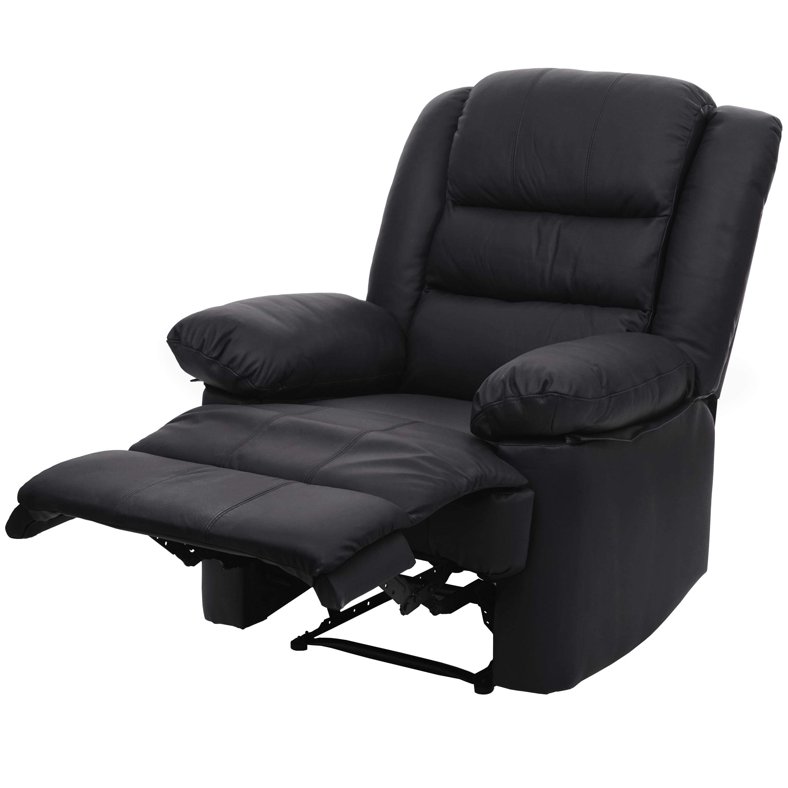 Mendler Fernsehsessel HWC-G15AM, Relaxsessel Liege Sessel, Leder + Kunstleder 101x87x100cm - schwarz