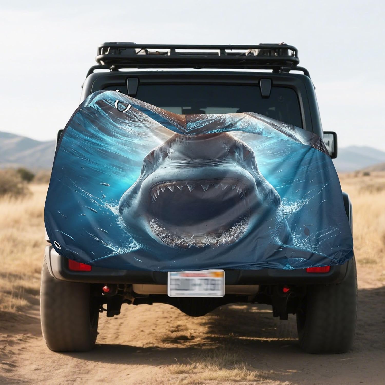 ALAZA Horrible Shark Bike Cover Waterproof Outdoor Ebike Bicycle Covers Tarp Protection for 1/2 Bikes, Sun UV Dust Wind Proof