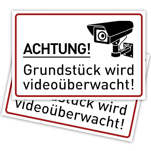 2er Set Videoüberwachungs-Schild (30 x 20 cm)