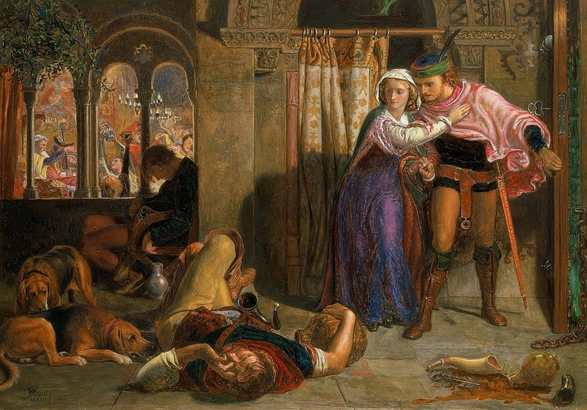 Posteriik No Frame Vintage Art Print Images Pictures Print The Flight Of Madeline And Porphyro During The Drunkenness Attending The Revelry By William Holman Hunt For Office Home Decor 60X90cm