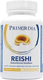 Primordia Pure Reishi Mushroom Supplement, 60 Capsules, Liquid State Fermentation, Reishi Ganoderma Lucidum Mushrooms, Gut Health & Immune Support, Promotes Restful Sleep