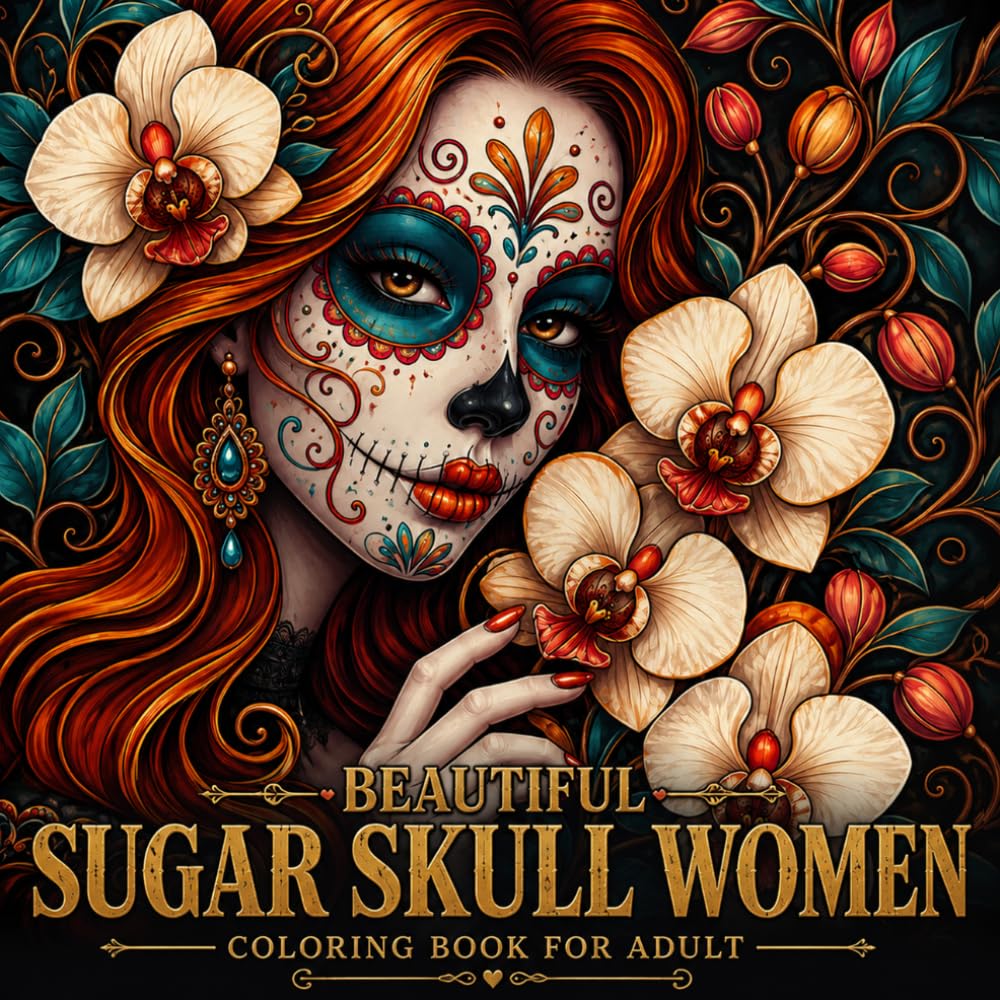 Beautiful Sugar Skull Women Coloring Book for Adult: Day of the Dead Mexican Sugar Skull Art for Relaxation and Stress Relief