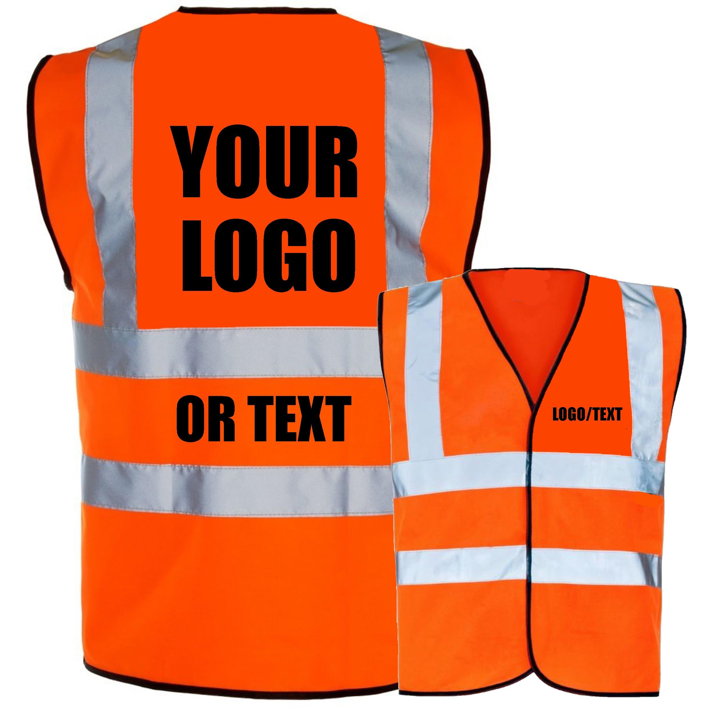 Personalised Hi Vis Vest Custom Printed Hi Viz Vest Safety Adults Custom Printed High Visibility Waistcoat Supplied by Simply Hi Vis Clothing UK