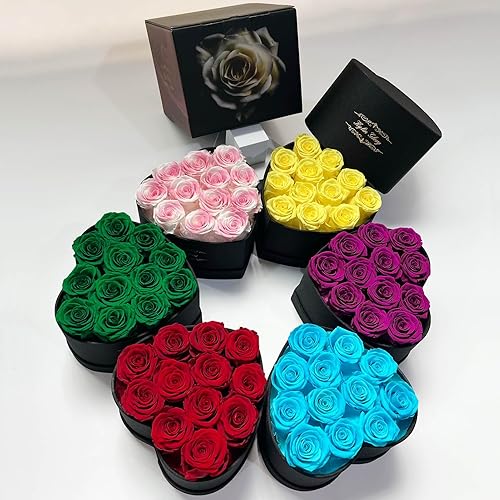 Miniatura 6 de Kylin Glory Flores preservadas para entrega Prime  Ramo de rosas Forever de 12 piezas, diseño en forma de corazón, regalos para mamá, esposa o