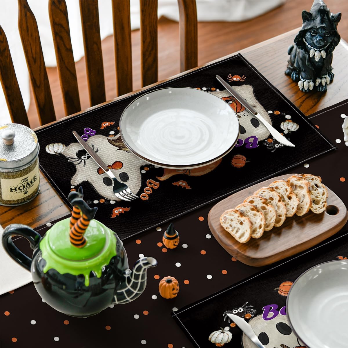 Artoid Mode Witch Broom Halloween Placemats Set of 4-12 x 18 Inch