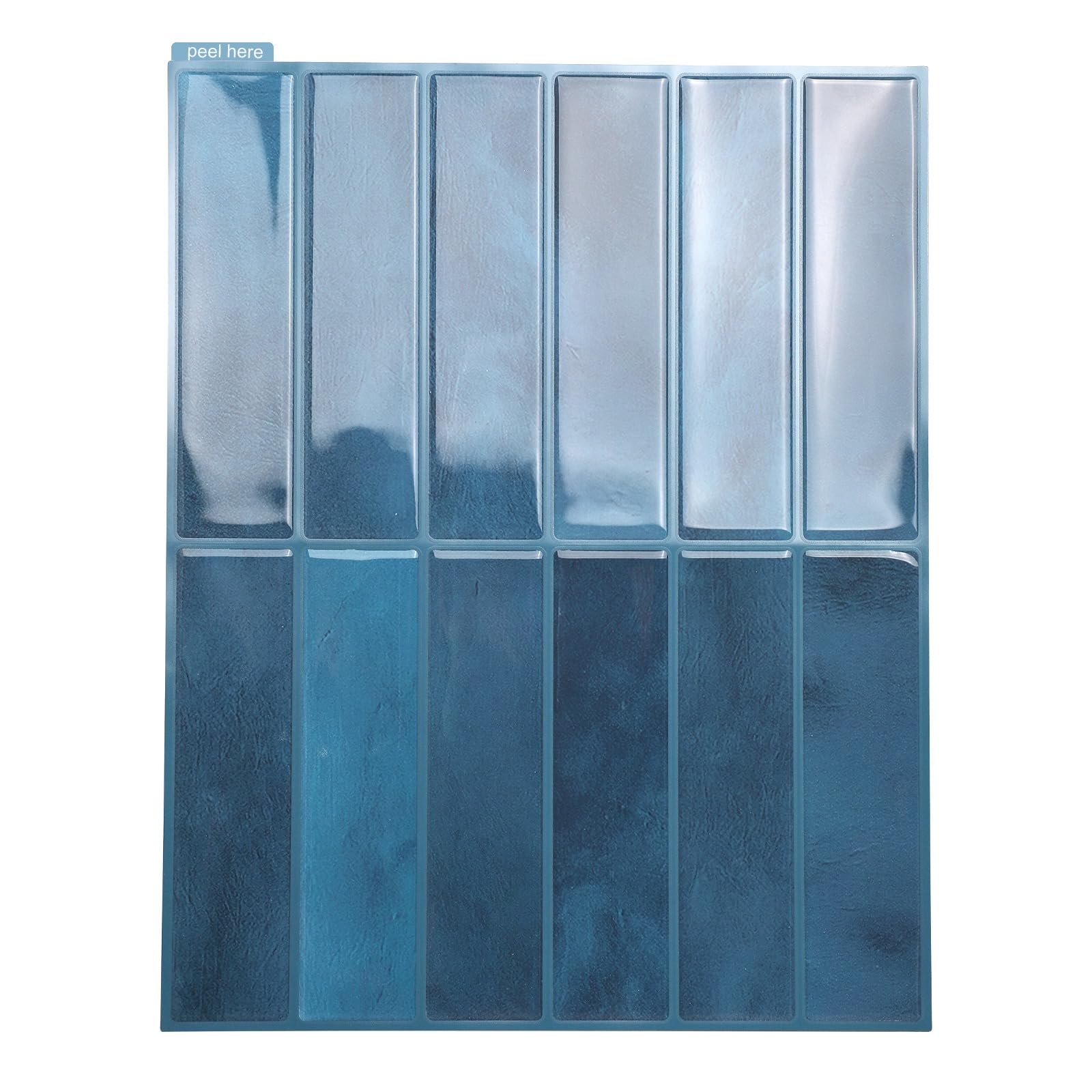 Putentfun 10 Sheet 3D Wall Tile Sticker Transfers, Peel and Stick Self-Adhesive Waterproof Splashback Stick on Tile Decals for Kitchen Bathroom Wall 29x23cm Style 01 - Blue