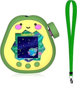 for Tamagotchi Paradise Silicone Case with Dial Cover and Lanyard, Cute 3D Avocado Standing Protective Case for Tamagotchi Paradise Accessories, Green Avocado