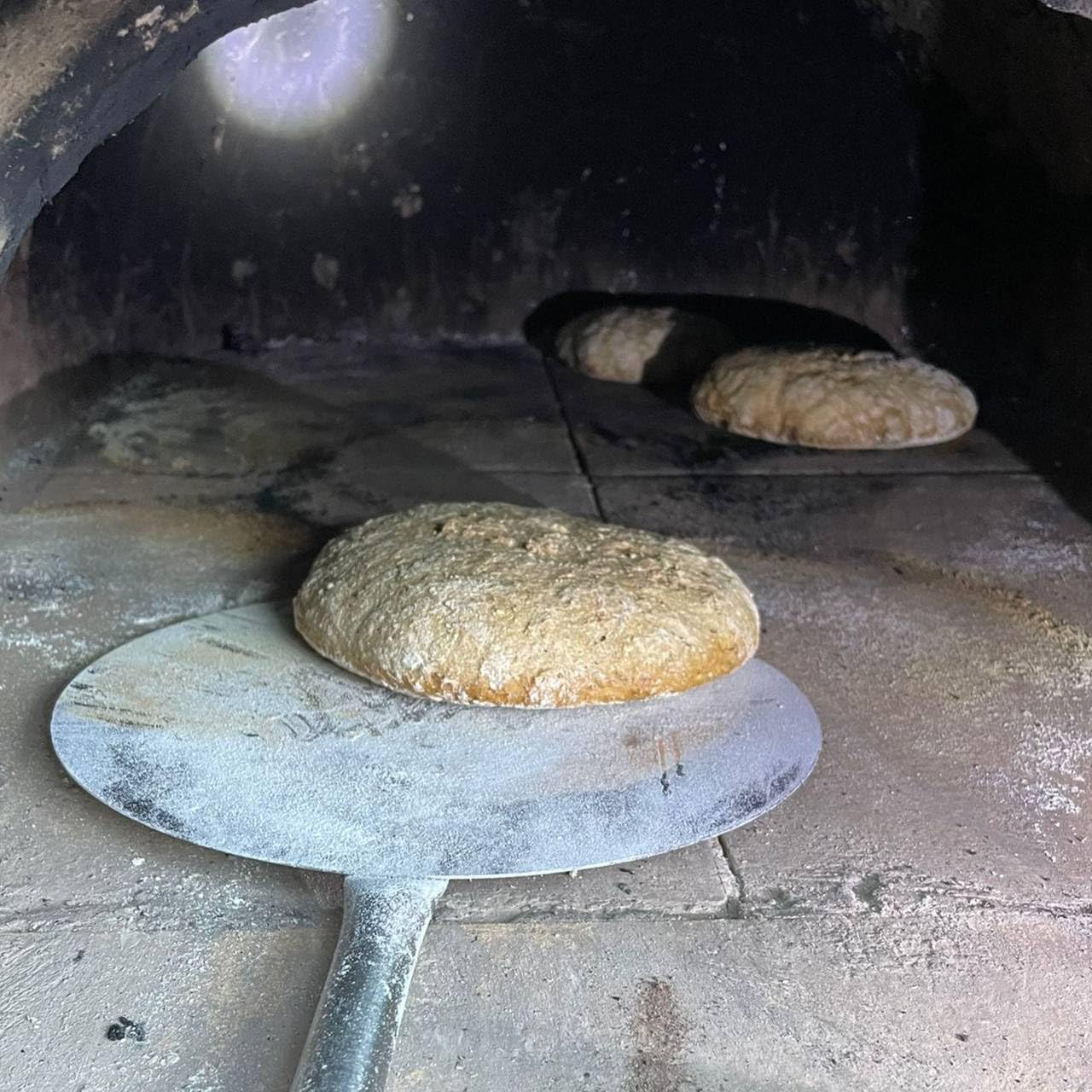 GIEMME Pala de Horno con Cabeza de Ø 22 cm - Para Dar la Vuelta y Sacar la Pizza del Horno - Acero Inoxidable (Mango 115 cm) | Plato redondo de 22 cm. Acero inoxidable AISI 430. Para hornos de 100/110 cm de profundidad.