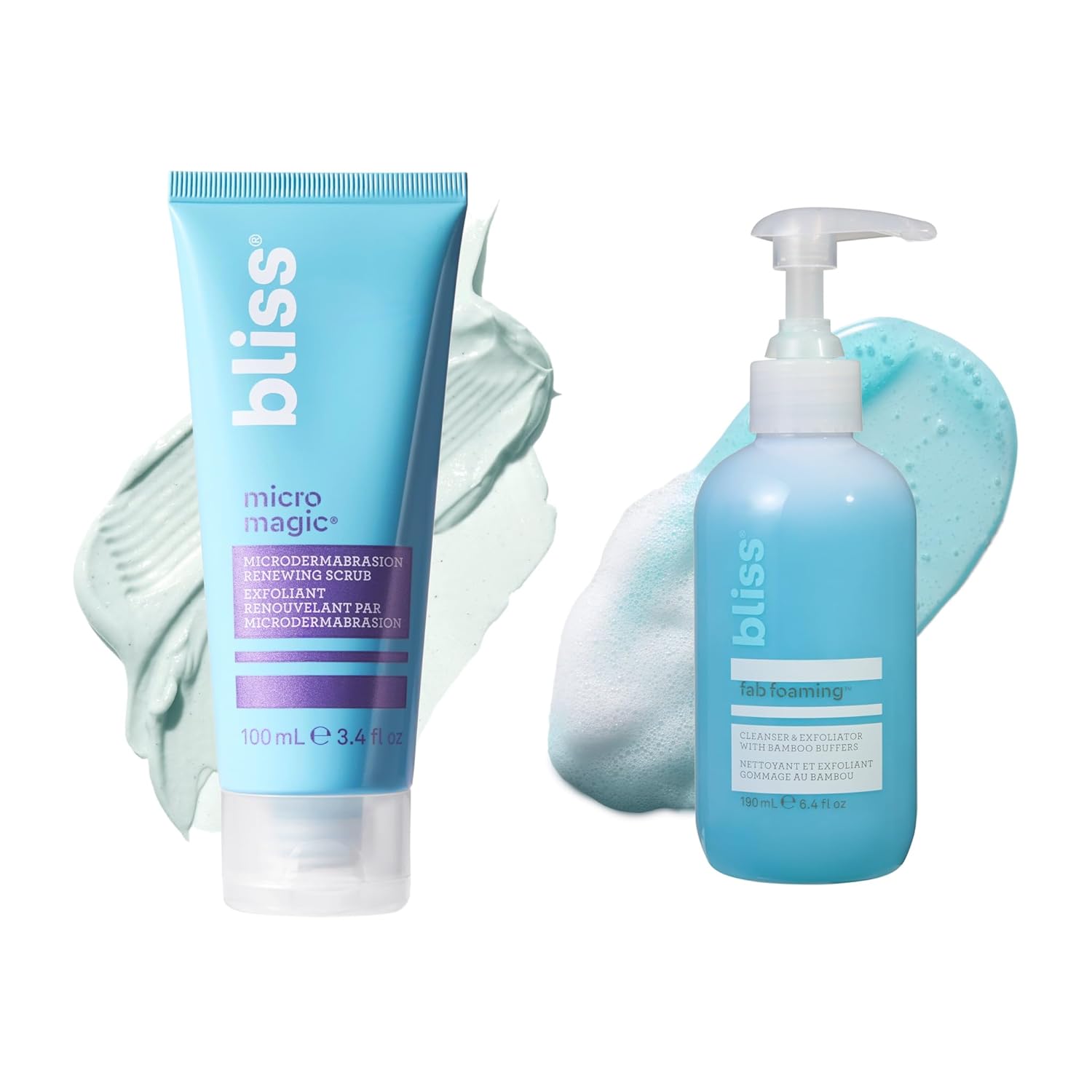 Bliss Micro Magic Microdermabrasion Scrub & Fab Foaming 2-in-1 Cleanser | Exfoliating Face Scrub + Gentle Cleanser Duo for Smooth, Glowing Skin | Pore Refining & Deep Cleansing Skincare Set
