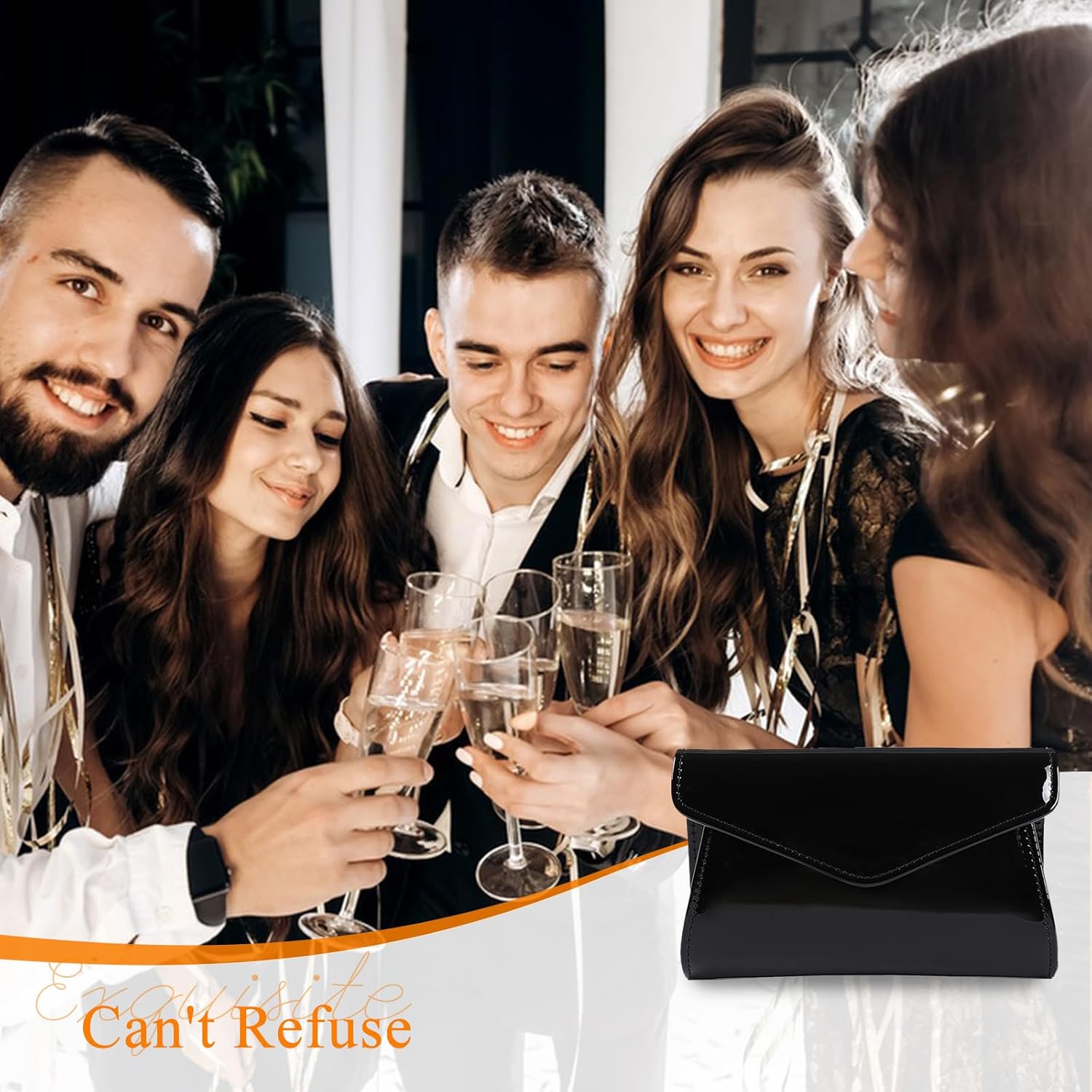 CORIOS Evening Bag for Women PU Leather Clutch Bag Elegant Envelope Flap Handbag Bridal Wedding Purse Charming Shoulder Bag