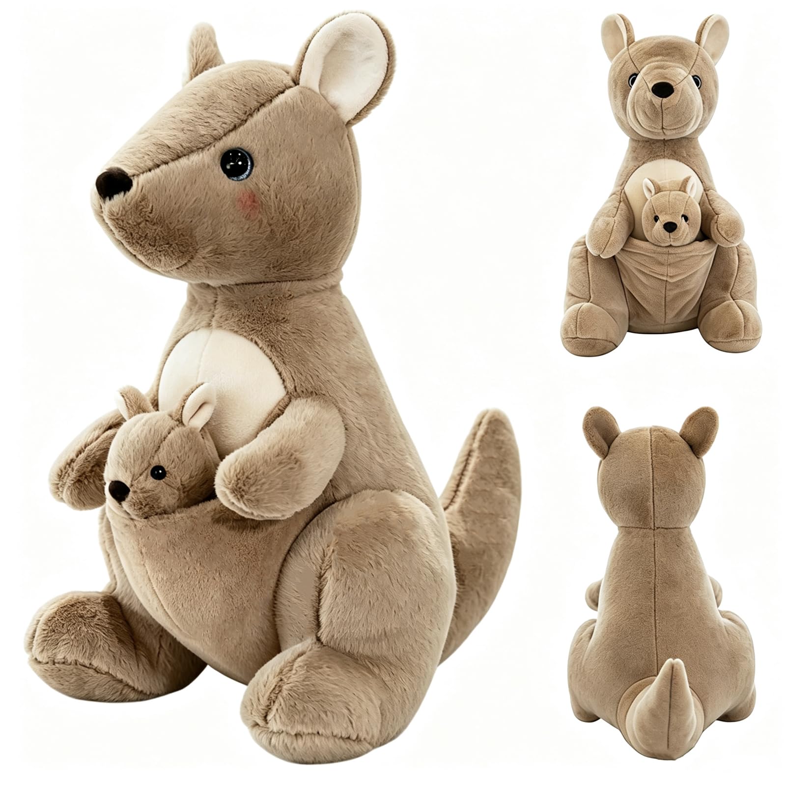 NIEEKRUN Kangaroo Plush 25cm Cute Animal Plush Doll Mum Kangaroo Hold Baby