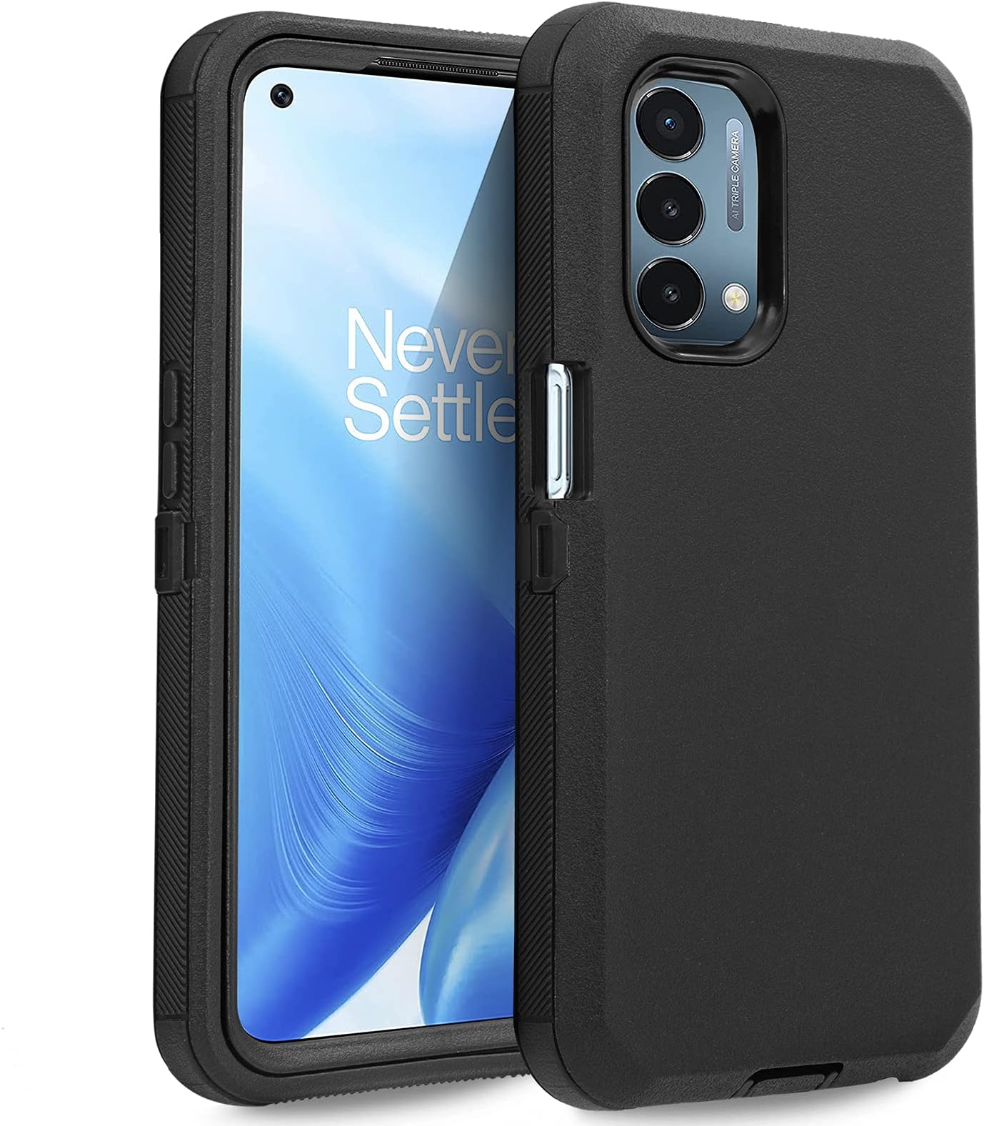 Case for Oneplus Nord N200 5G, 1+ Nord N200 5G Phone Case Heavy Duty Shockproof Dustproof Protection, 3 in 1 Rugged Defender Protective Bumper Case, Cover for N200 5G 2021 Black