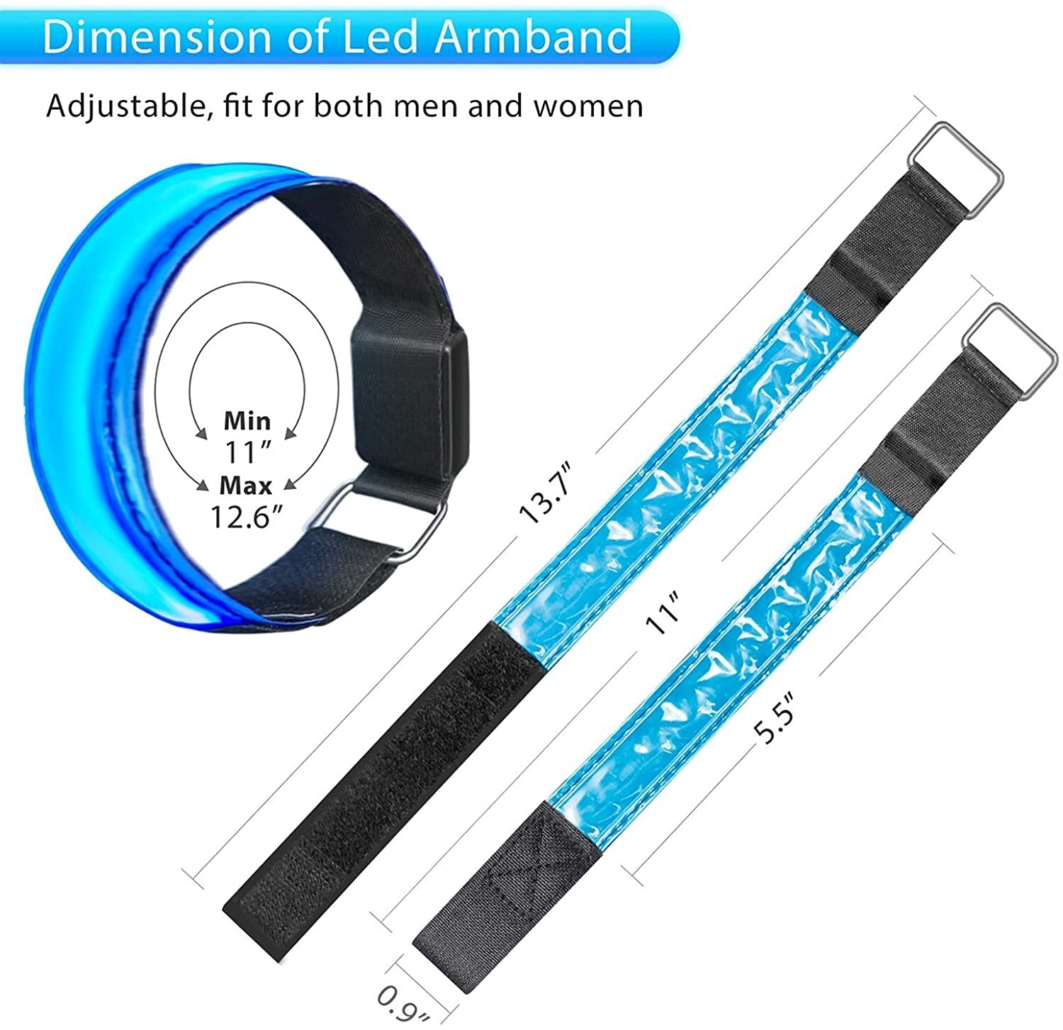 Bracciale a LED, 4 pacco lampeggiante riflettente LED Bracciale di sicurezza Bracciale Brandband Glow Sport LED Braccialetto for la notte in esecuzione, jogging, ciclismo, cane che cammina e esercizio