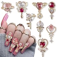 Vista 1 de Dornail 8 dijes de uñas 3D con forma de cetro de corazón y circón, estrella de lujo, diamantes de imitación para uñas, corazones brillantes