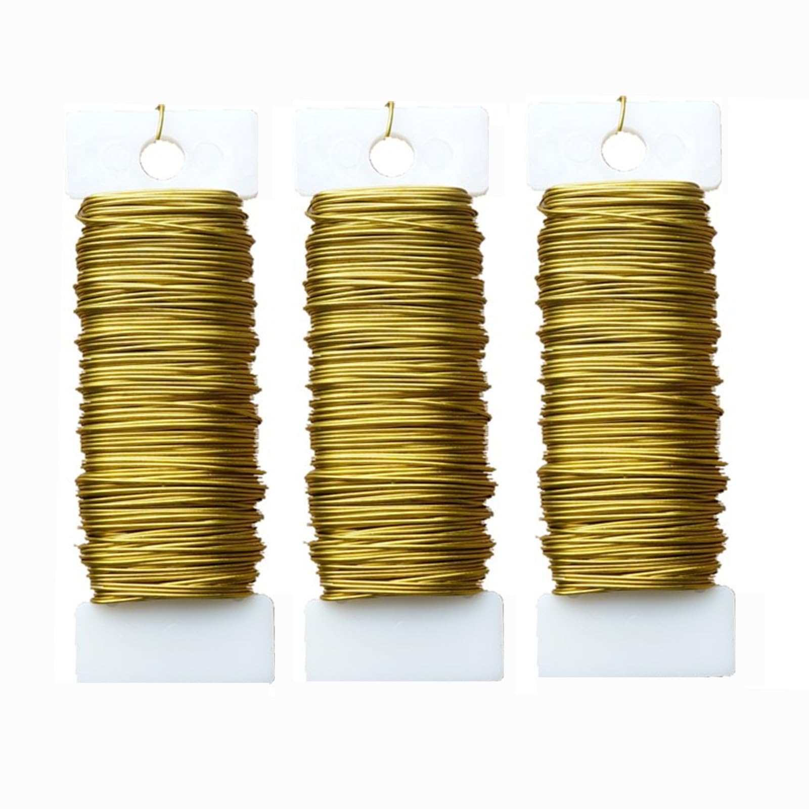 Transun Moo 3 Rolls 22 Gauge Gold Paddle Wire Flexible Floral Wire for Flower Arrangement, Wreath, Garland