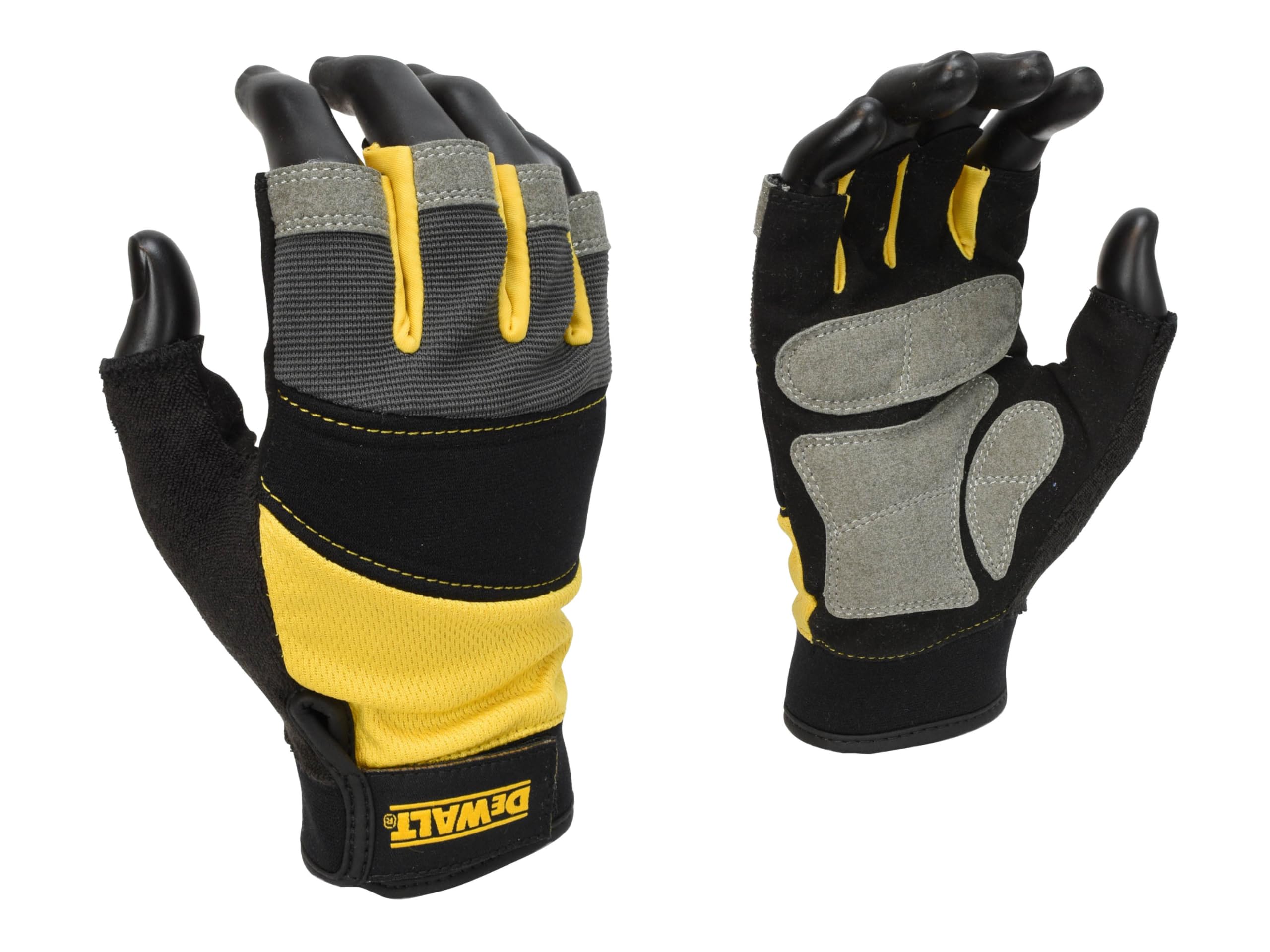 Dewalt DPG213 Fingerless Performance Gloves Black/Yellow/Charcoal L Co