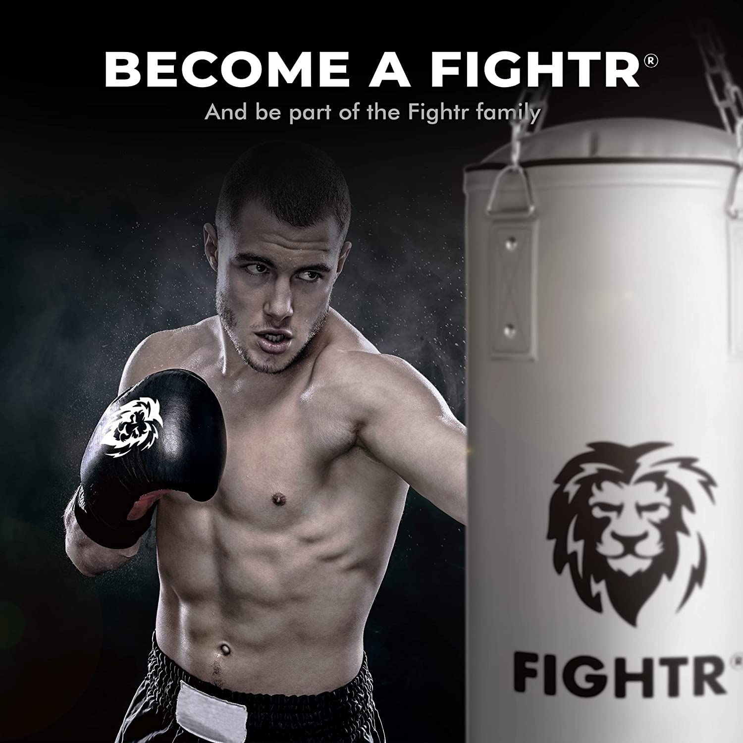 Sacco da boxe FIGHTR® Premium - alto comfort e molto robusto - sacco da boxe appeso non riempito/riempito 120x35cm incl. catena pesante per boxe, arti marziali, MMA