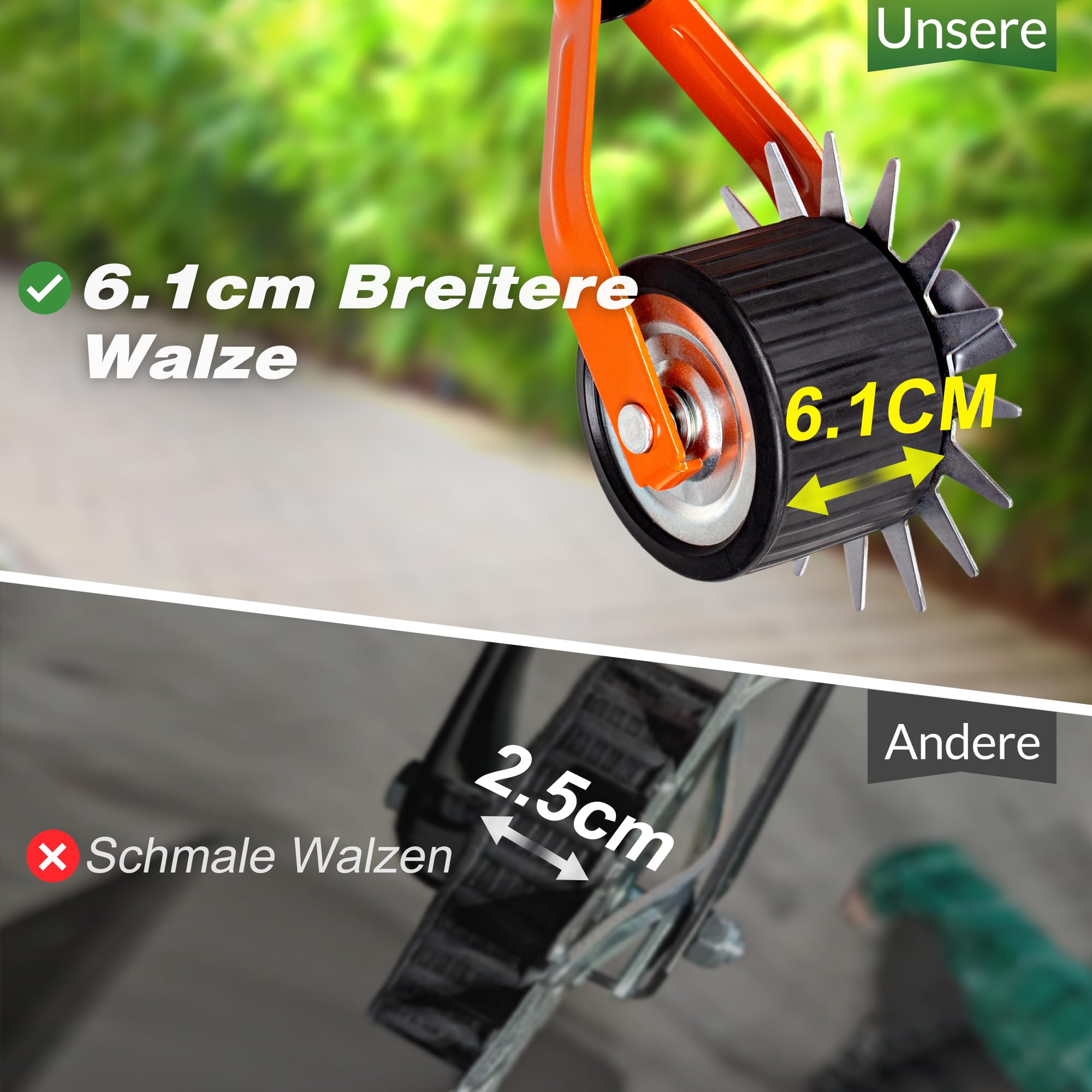 Walensee Rad-Rotationskantenstecher, 177 cm Hand-Rasenkantenstecher mit verstellbarem Edelstahlgriff, Gras- und Unkrautkantenstecher mit gepolstertem Griff für Garten, Gehwege und Einfahrten