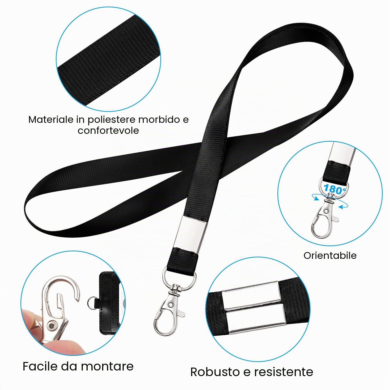 Vicloon Porta Badge da Collo Tesserino Verticale con Cordino Nylon 45,7 cm Pass Identificazione Ufficio Scuola