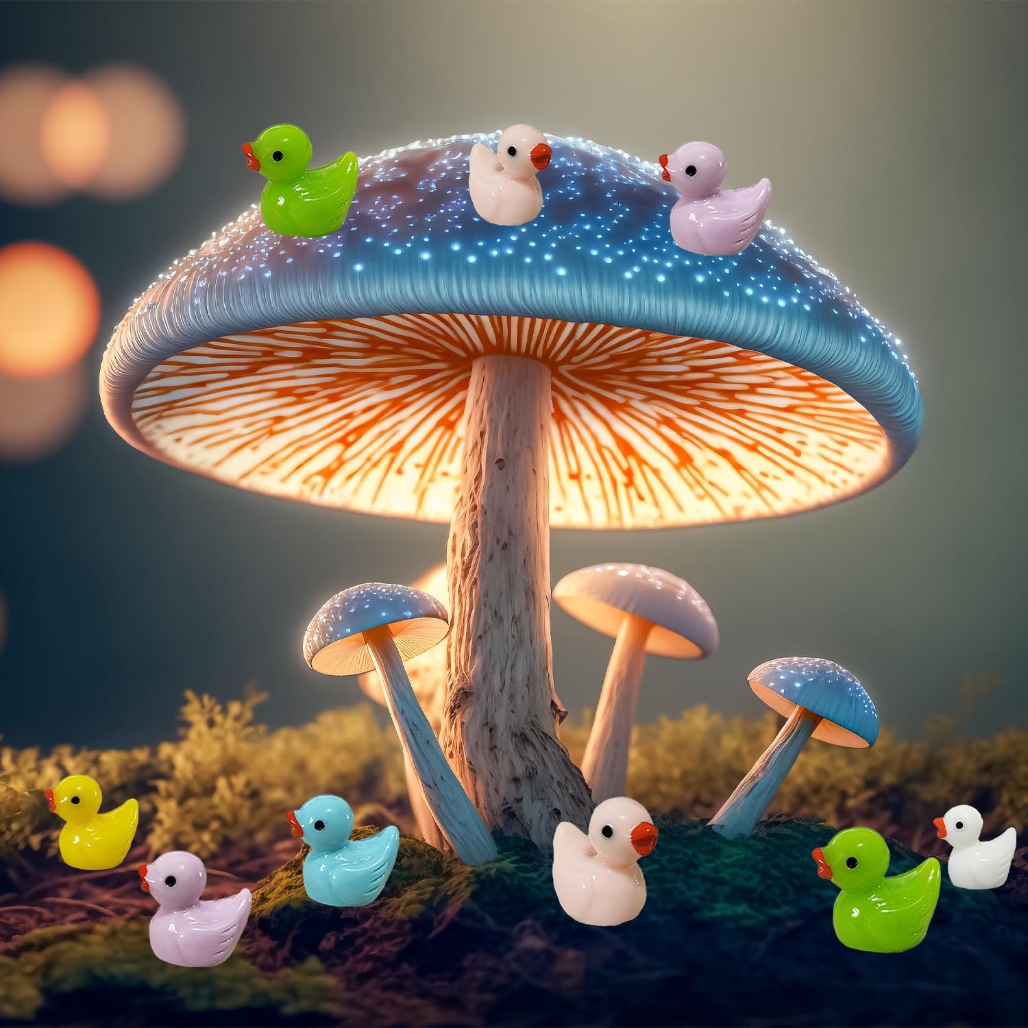 60 Pcs Tiny Duck Figures Mini Resin Duck Miniature Bead Slime Charms for Dollhouse Garden Landscape Aquarium Decoration(Multicolored)