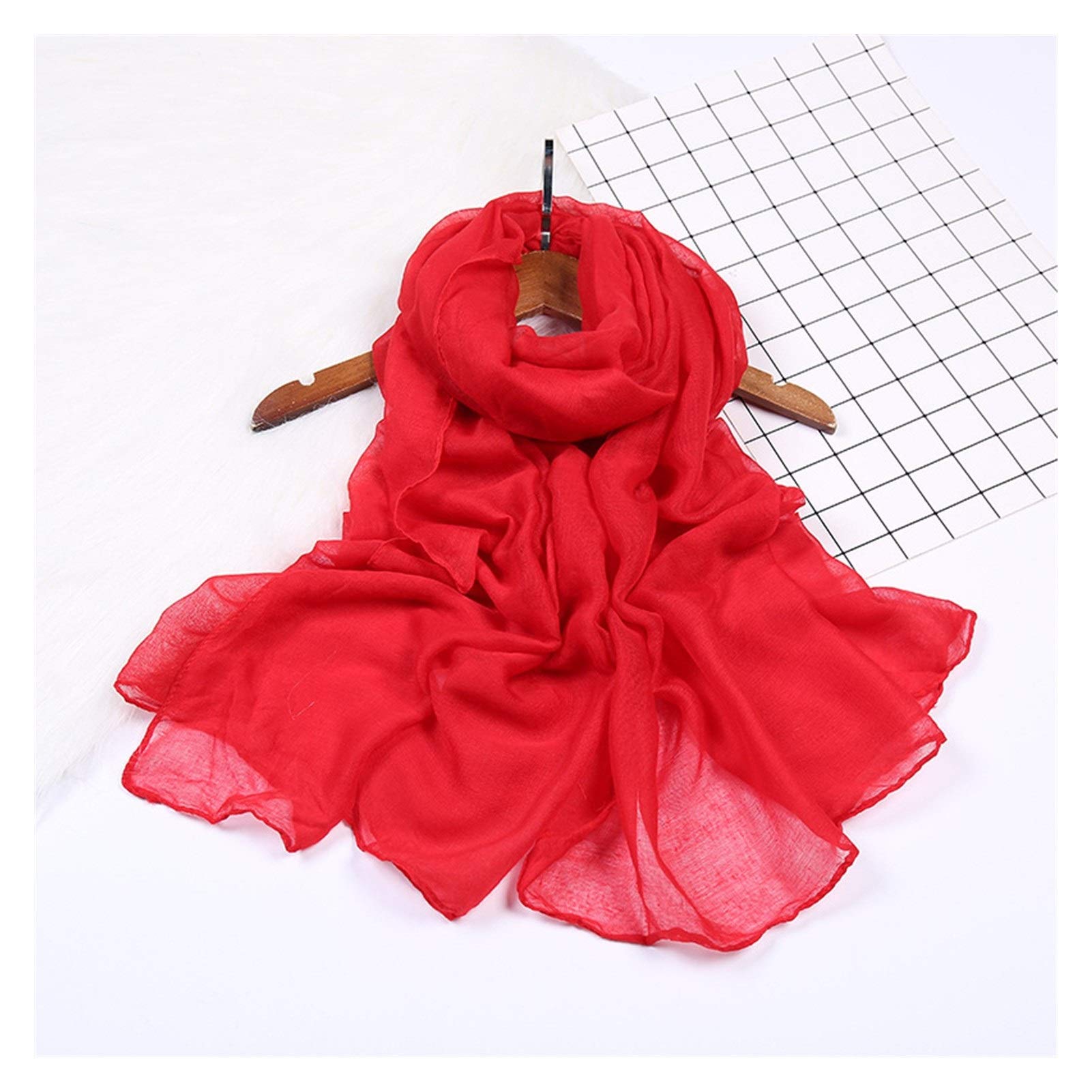 XKU-ZZJYAccessori donna Cotton And Linen Scarf Women's Dual-use Shawl (Color : Red, Size : 90 * 180cm)