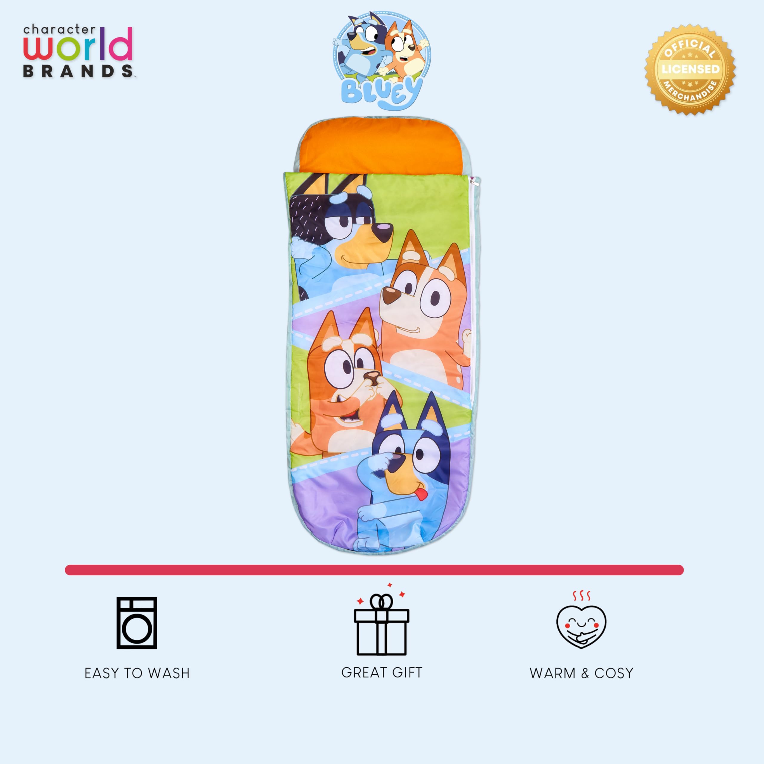 Bluey Character World Official ReadyBed - Colchón Inflable para niños con Bolsa y Bomba