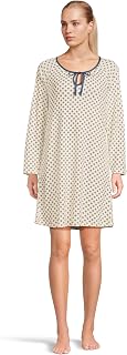 Karen Neuburger Women's Blue Era Tie Neck Long Sleeve Sleep Shirt