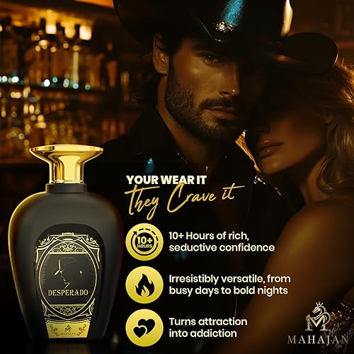 Miniatura 3 de Mahajan Desperado Eau de Parfum  Colonia poderosa y seductora para hombre  Fragancia picante, amaderada y dulce para día y noche  Perfume de lujo de
