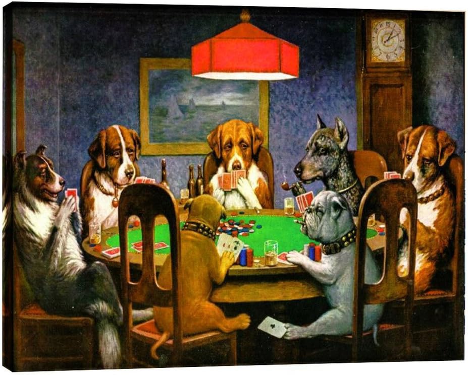 Eliteart-Dogs Playing Poker by Cassius Marcellus Coolidge Oil Painting Reproduction Giclee Wall Art Canvas Prints