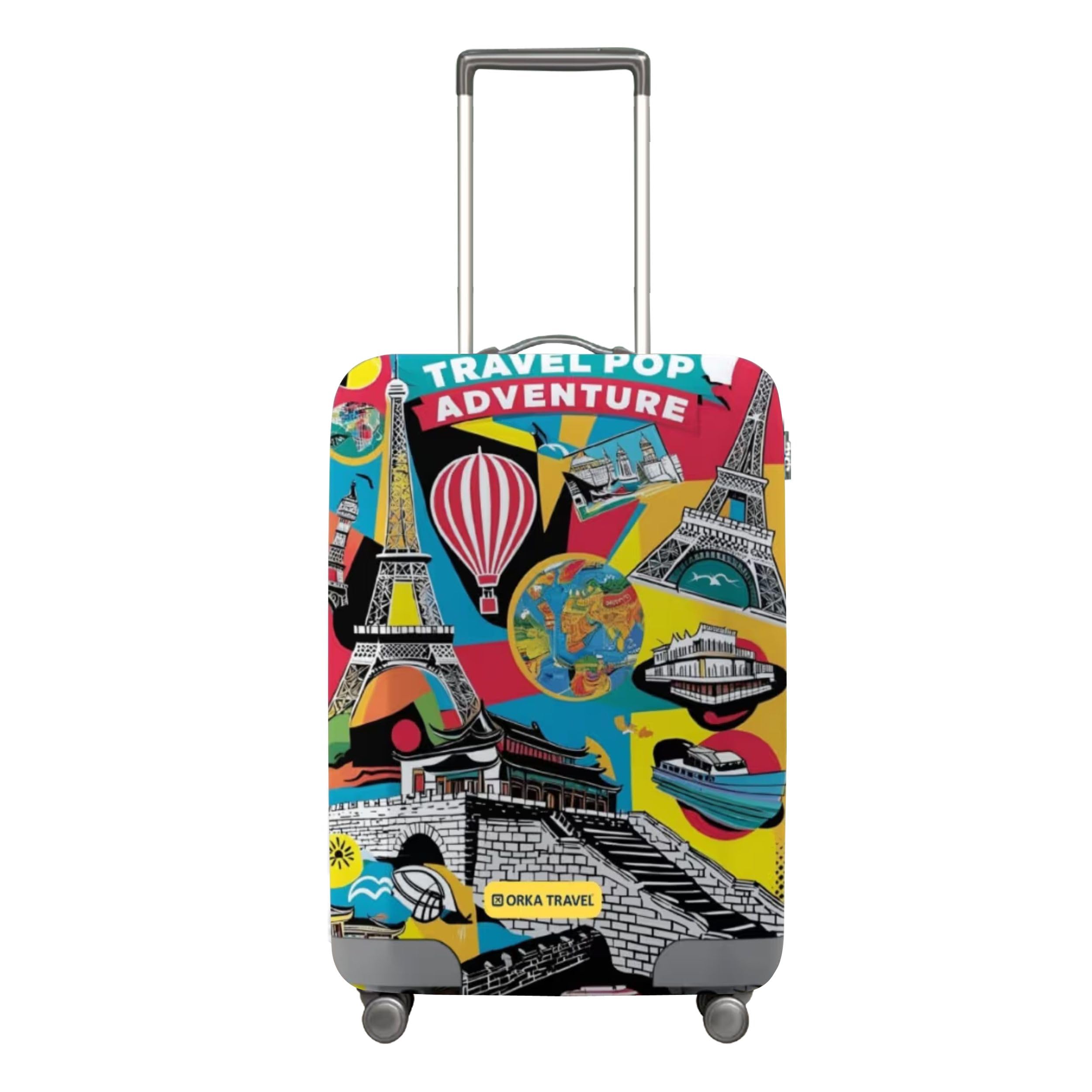 orka travel POP Adventure Theme Digital Printed Spandex Stretchable Fabric Luggage Protector Cover only (Large 28-30 inch) (Suitcase Bag Not Included in This Product)-picture-52