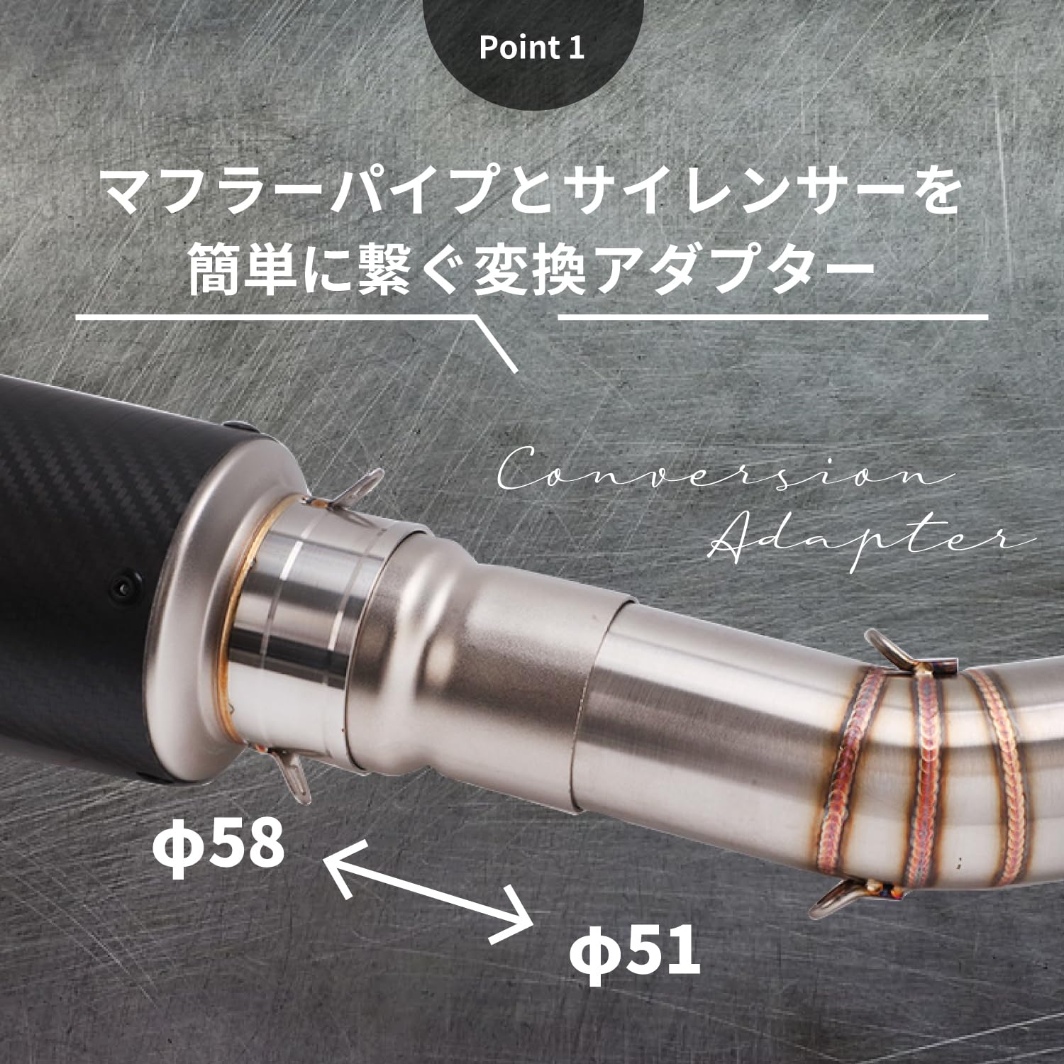 Amazon | shymie バイク 排気 マフラー サイレンサー 変換 アダプター