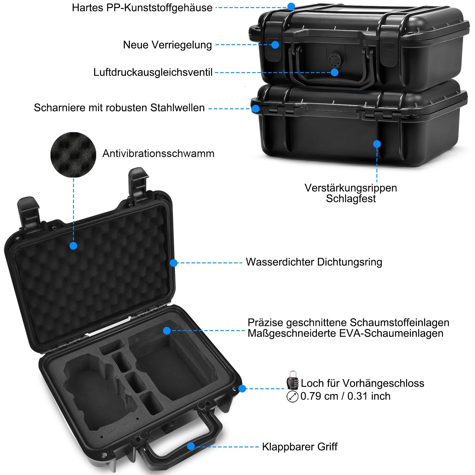 LEKUFEE Kompakte Tragbare wasserdichte Tragetasche Koffer für DJI mini 4K/Mini 2 SE Drohne und Zubehör (Nur Koffer)