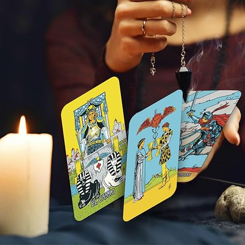 Miniatura 7 de Cartas del tarot originales en español, baraja de 78 cartas, baraja española de tamaño de bolsillo (4.13 x 2.3 pulgadas), cartas de adivinación,