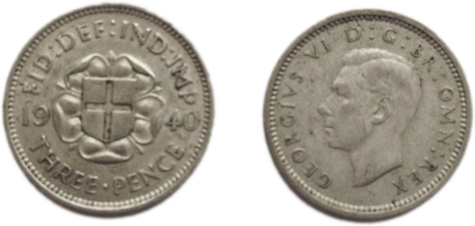 Coins for collectors - Circulated 1940 British Silver Threepence / 3d / Threepenny Bit Coin / Great Britain