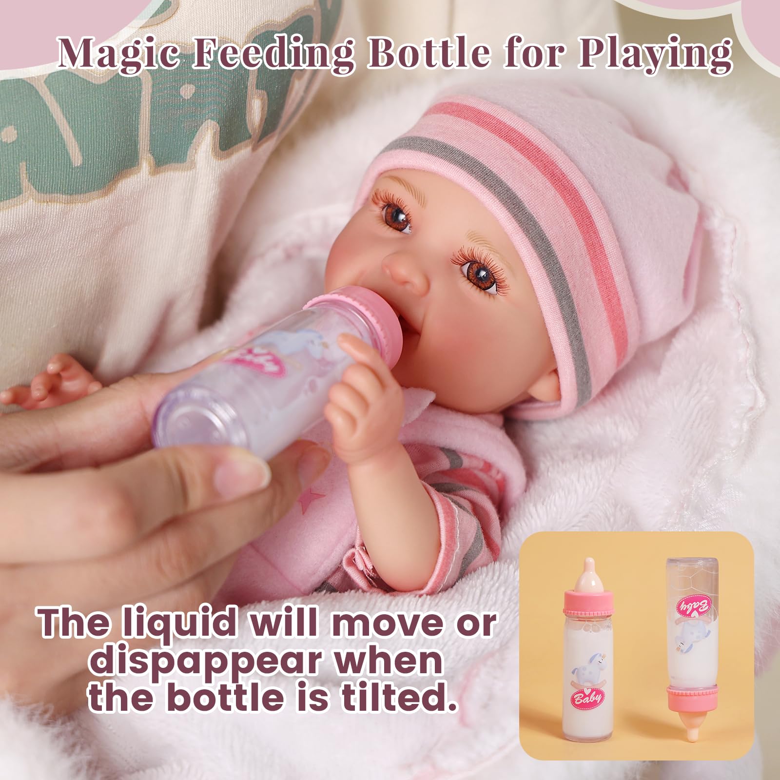 BABESIDE 12 Inch Baby Doll, Realistic Baby Dolls Girl Real Life Toys Full Vinyl with Accessorries for 3+ Kids Lifelike Gifts Collection