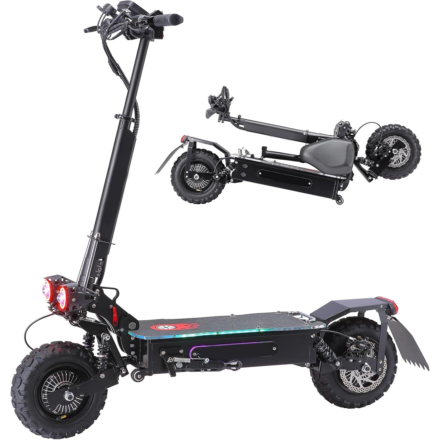 Electric Scooter for Adults, 1200/1600/5000/5600W Dual Motor Fast E Scooter, Up to 35-50 MPH Top Speed & 35-52 Miles Long Range, Dual Brake, Off-Road Tires, Foldable Scooter(UL Certificated)