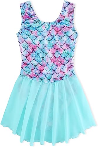 EQSJIU Leotardo de ballet para niñas, danza, gimnasia, niñas pequeñas, vestidos de danza brillantes, conjuntos, leotardo con falda tutú para niños