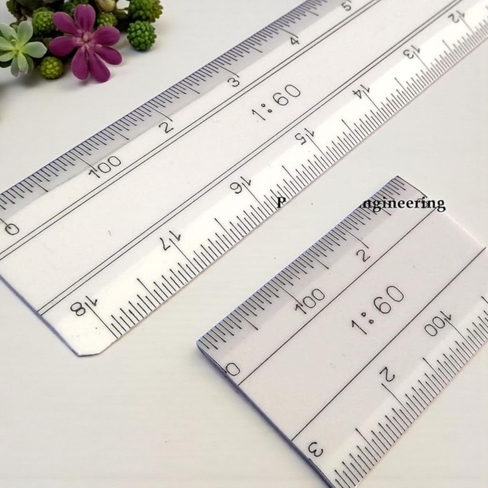 PATWARI Imported Sheet with Both Side Engraved Marking Engine Divided 12" Scales Set of 12 Pieces (1:10-1:20-1:30-1:40-1:50-1:60) 1