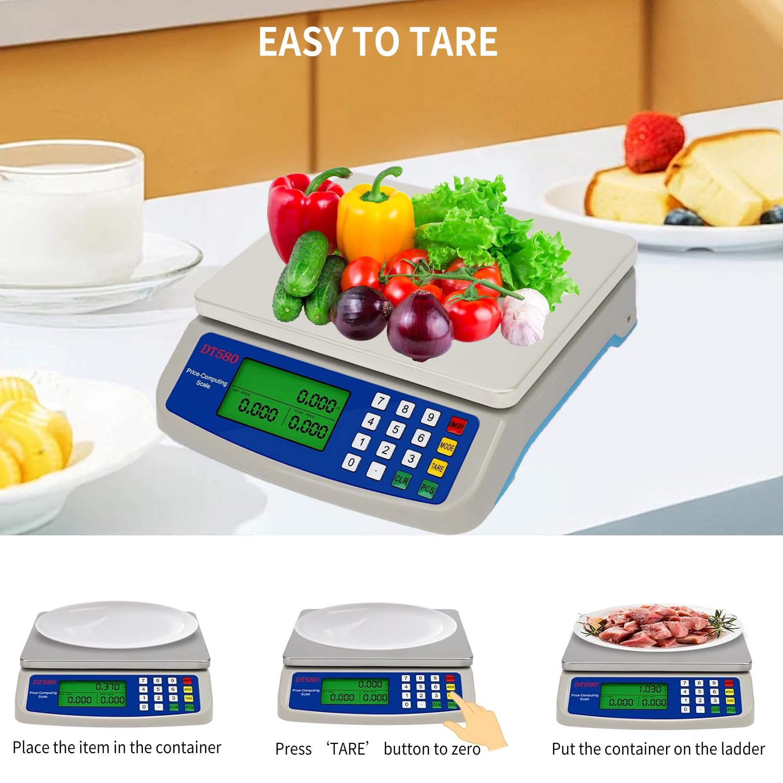 Bilancia Digitale Da Cucina 30kg/60lb - Alta Precisione 1g - Con Funzione Tara, 6 Unità (g/oz/lb/kg/tl/ct) E Conteggio - Display LCD - 5