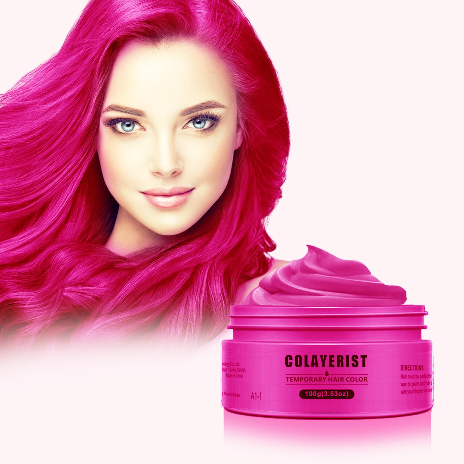 Pink Hair Color Wax, Temporary Washable Hair Color Dye for Kids, Hair Makeup Paint Wax for Parties or Cosplay, Quick Dry, Non-Sticky, Non-Toxic (3.5274 Ounce, 100g)