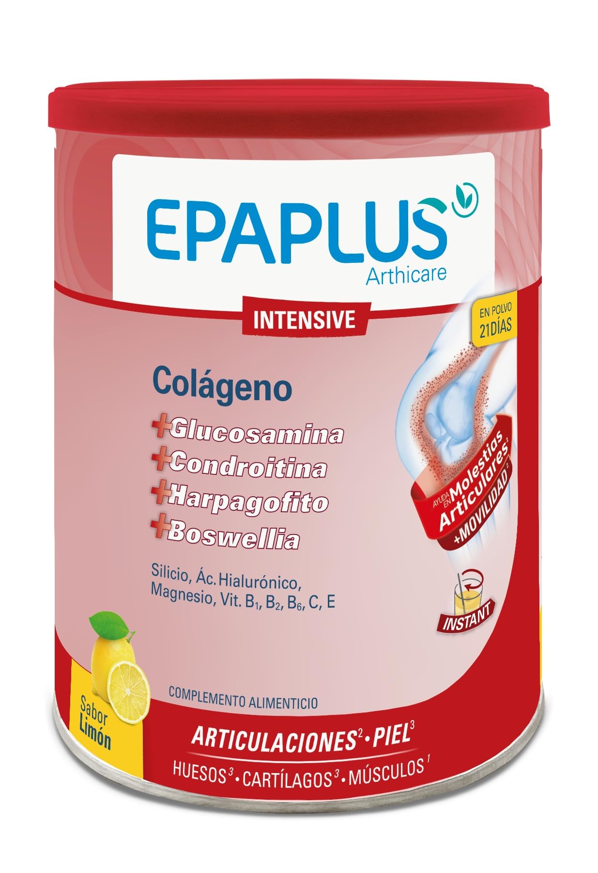 EPAPLUS Arthicare | Colágeno Antiox Intensive | Fórmula Intensiva con Colágeno, Glucosamina, Condroitina y Boswellia | Cuidado de Articulaciones, Huesos y Músculos | 21 Días | Sabor Limón