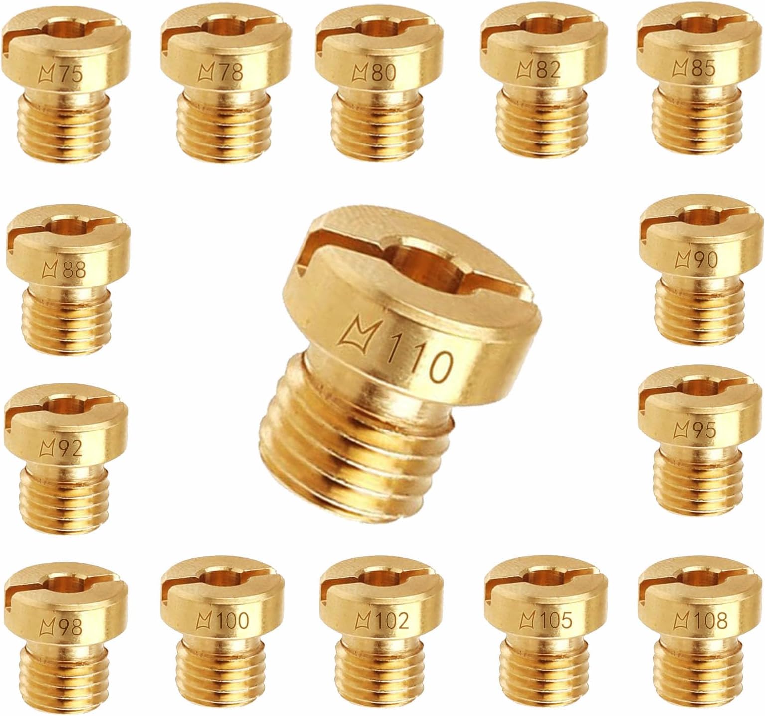 Dellorto Main Jet Replacement, 15 Pcs Carburetor Main Jets, M6 Main jets kit(75‑110) for DellOrto Carburetor PHBG PHBH PHBL FRD PHF VHB VHSH Injector Nozzle, Make you feel from motor vehicles