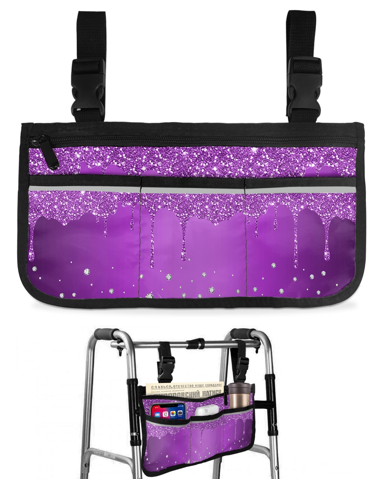 Amazon.com: Wheelchair Side Storage Bag Purple Sparkle Drop