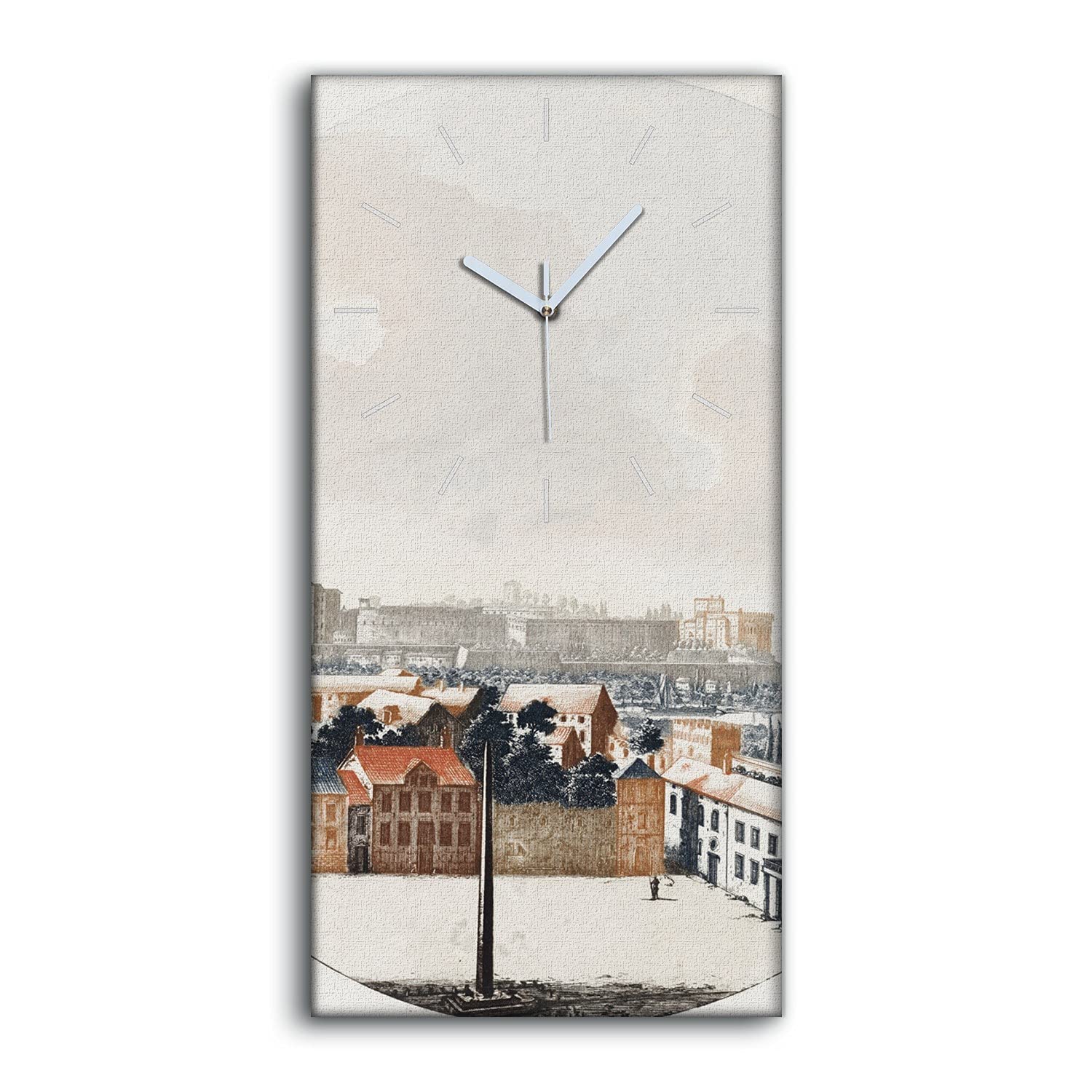 Horloge sur Toile Décoration Art Mural Salon Chambre Image Moderne Dessin City 30x60cm
